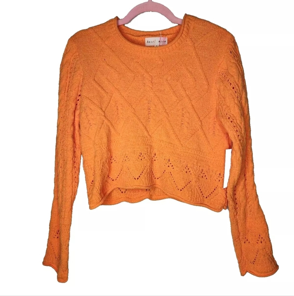 Hazel Moon Cropped Sweater in Sun Orange Size M